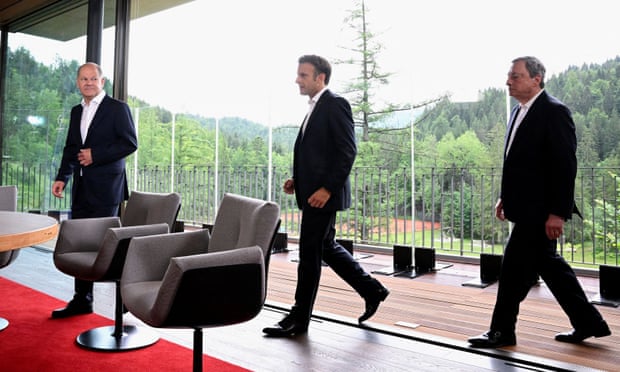 Olaf Scholz, Emmanuel Macron et Mario Draghi
