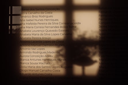 Names displayed at the Association of Victims of the Pedrógão Fire headquarters