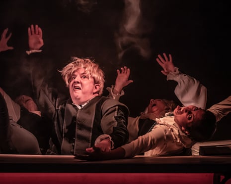 Amalia Vitale, Faye Castelow, Paul Chahidi, Debra Gillett and Natasha Jayetileke in Pandemonium.