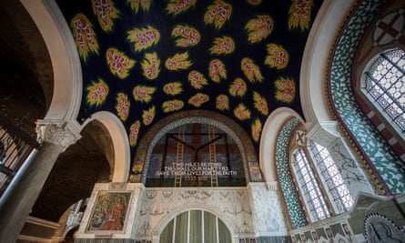 Tom Phillips’s mosaic and marble decorative scheme completed in 2016 for the Chapel of St George and the English Martyrs at Westminster Cathedral, London