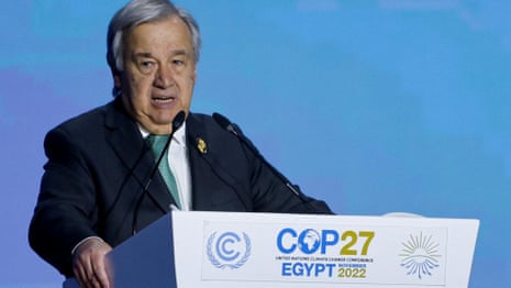 'We are in the fight of our lives,' says UN chief at Cop27 climate summit – video