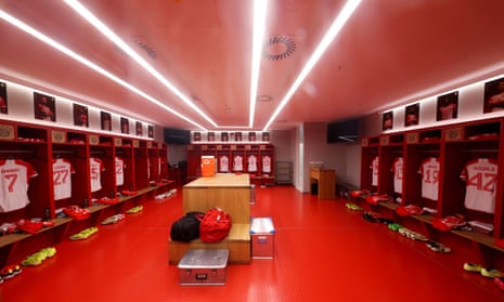 The Bayern Munich dressing room at the Allianz Arena