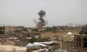 Smoke rises after an airstrike over Yemen.