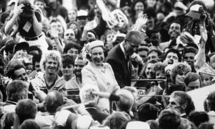 The Queen and Prince Philip during the closing ceremony of the Brisbane Commonwealth Games in 1982.