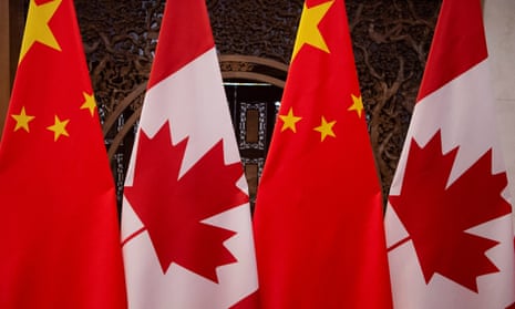 Picture of Canadian and Chinese flags 