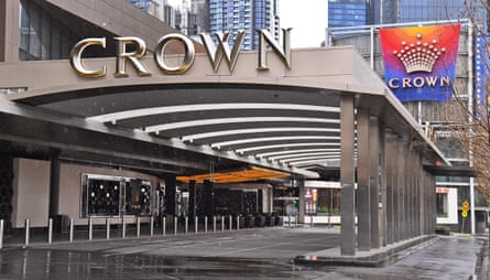 The entrance to the Crown Casino lies empty in Melbourne.