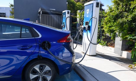 Electric cars and charging stations are seen at
Tritium, Brisbane