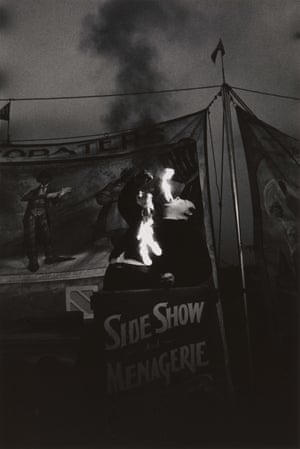 Fire Eater at a carnival, Palisades Park, NJ, 1957