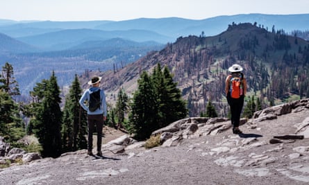 Visitors at Lassen Volcanic national park, California.