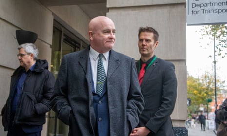 Mick Lynch outside the Department for Transport.