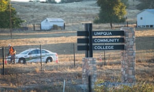 A police officer leaves Umpqua Community College on Friday in Roseburg, Oregon, where 10 people were killed and another seven were wounded by Chris Harper Mercer.