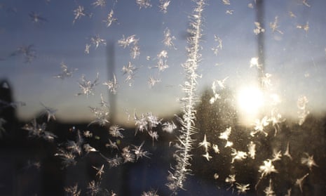 Ice forms on a window