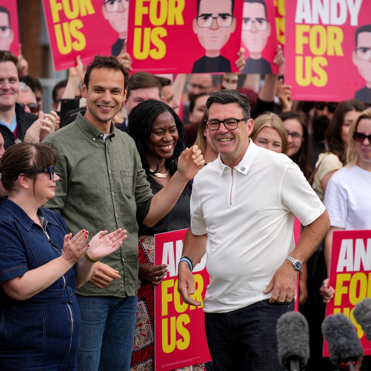 Celebrations and a swift exit after a Burnham win 'beyond our wildest dreams', say supporters | Andy Burnham | The Guardian