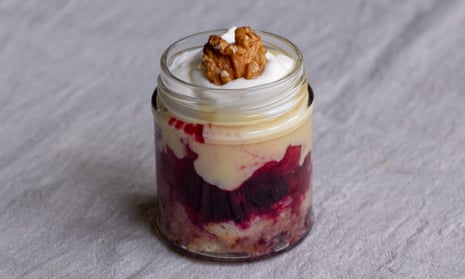 Leave your cake and eat it: Tom Hunt’s stale cake trifle with seasonal fruit.