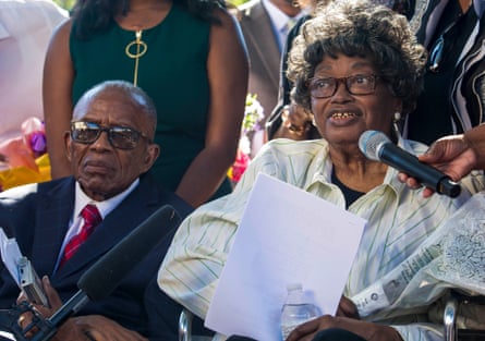 Colvin answers a question at a news conference after she filed paperwork to have her juvenile record expunged, in Montgomery, Alabama, as she sits next to her former attorney, Fred Gray, Oct. 26, 2021, in Montgomery, Ala. (AP Photo/Vasha Hunt, File)