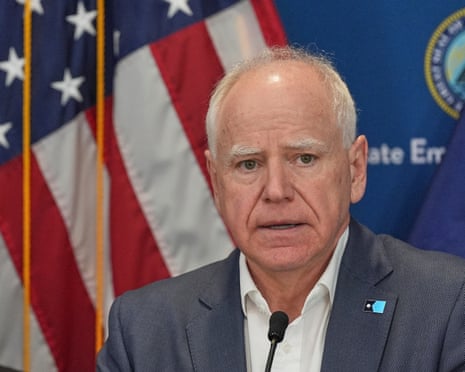 Minnesota governor Tim Walz addresses a news conference on the fatal shooting of Alex Pretti, in Blaine, MN, on 25 January.