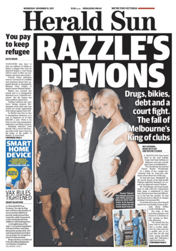 The Herald Sun's front page.