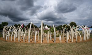 The tusk circle, symbolising the slaughter of elephants, at the Hampton Court flower show.