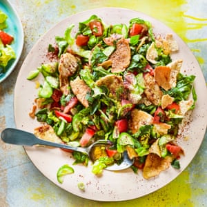 Fattoush - mixed herb and toasted bread salad.