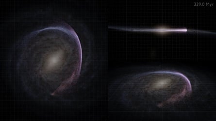 A still from an animation showing orbits of the nearby stars around the centre of the galaxy