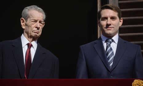 King Michael and Prince Nicholas on the balcony of the royal residence in Bucharest in 2013
