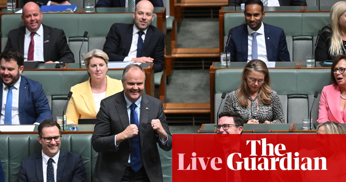 Australia politics live: Ted O’Brien leads procession of Coalition MPs ejected from chamber in final question time of the year