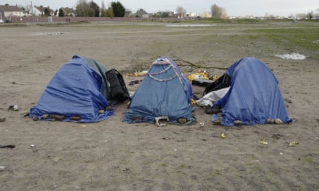 Tents set up in a makeshift camp outside Calais on Saturday.