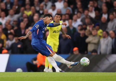 Chelsea’s Enzo Fernandez fires home the opening goal.