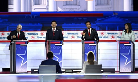 Mike Pence and Vivek Ramaswamy have a heated exchange at the Republican debate.