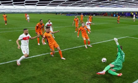 Bart Verbruggen makes a dramatic late save to stop Turkey from taking the game to extra time.