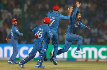 Rashid Khan celebrates dismissing Liam Livingstone