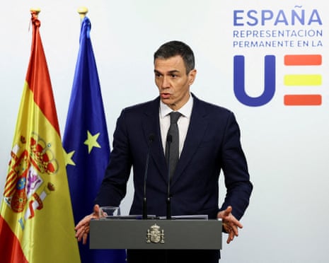 Spanish prime minister Pedro Sánchez speaks during a press conference last month.