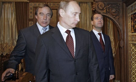 Sergei Roldugin, Vladimir Putin and Dmitry Medvedev