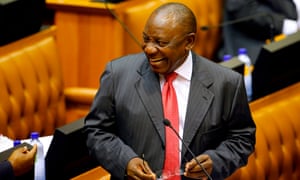 Cyril Ramaphosa arrives at Parliament in Cape Town to be sworn in as president on Thursday.