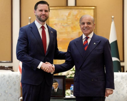 JD Vance and Shehbaz Sharif shaking hands