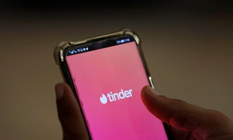 The dating app Tinder is shown on a mobile phone.
