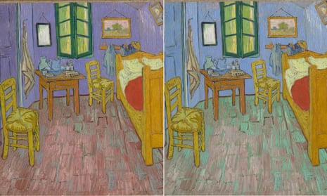 Van Gogh’s bedroom, as painted in 1888 and 1889.