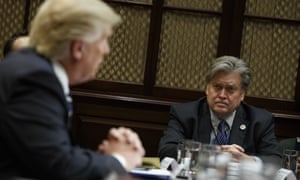 Former chief White House strategist Steve Bannon with President Trump.