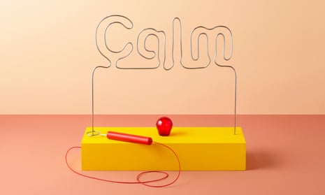 buzzer game with th wire bent into the shape of the word calm