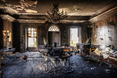 a view of a fire-damaged room