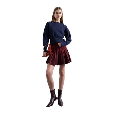 Topshop. Knitted ribbed co-ord miniskirt in burgundy