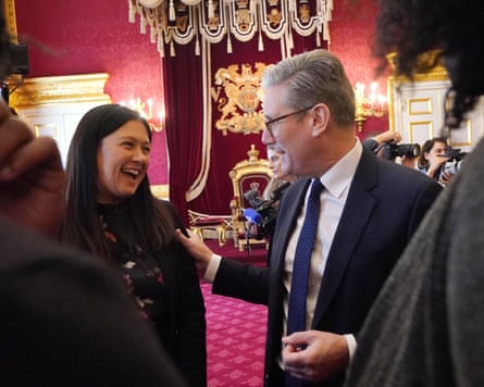 Lisa Nandy laughs with Keir Starmer at an official function