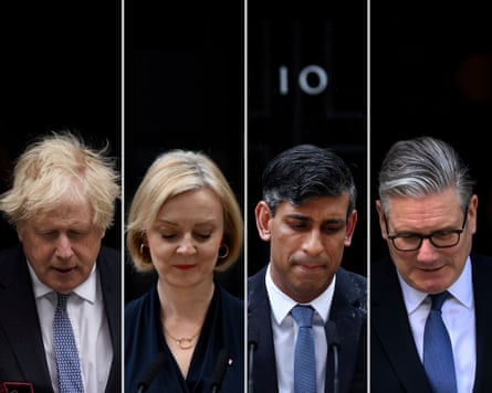Boris Johnson, Liz Truss, Rishi Sunak and Keir Starmer.