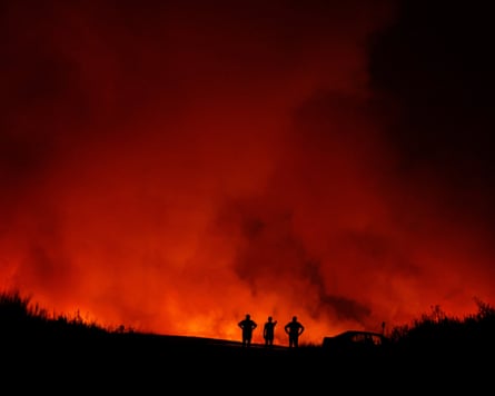 A wildfire burns in Puercas, Spain, on Monday.