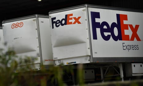 Signage on a delivery truck at a FedEx distribution centre.