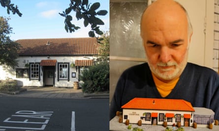 The Old Chain Pier in Edinburgh, and Keith Crawley with his miniature replica.