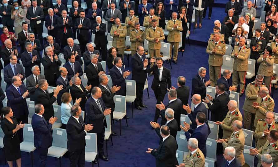 SYRIA: President Assad sworn in for fourth term with 95% of vote 7 President Assad arriving at the swearing in ceremony on Saturday.