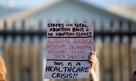 Reproductive justice rally outside the White House, on 23 August.