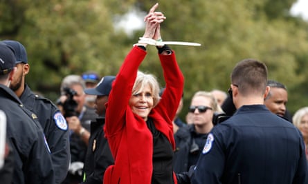 Fonda being arrested during a climate protest in Washington DC