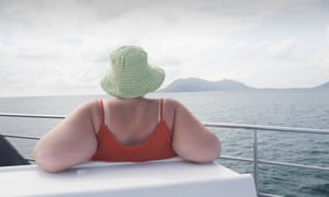A woman on a reef cruise off Cairns, Queensland, Australia.